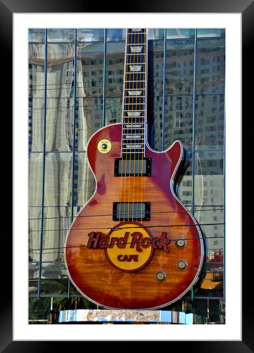 Hard Rock Cafe Guitar Las Vegas America Framed Mounted Print by Andy Evans Photos