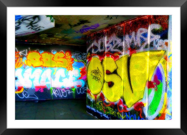 Southbank Skate Park Graffiti Street Art London Framed Mounted Print by Andy Evans Photos