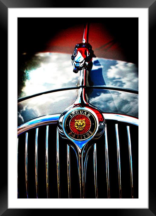 Jaguar Classic Car Leaper Bonnet Hood Ornament Framed Mounted Print by Andy Evans Photos