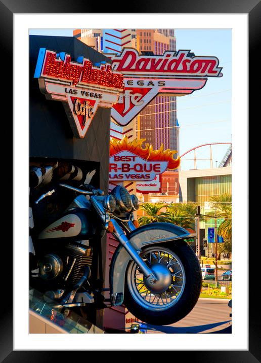 Harley-Davidson Cafe Las Vegas America Framed Mounted Print by Andy Evans Photos