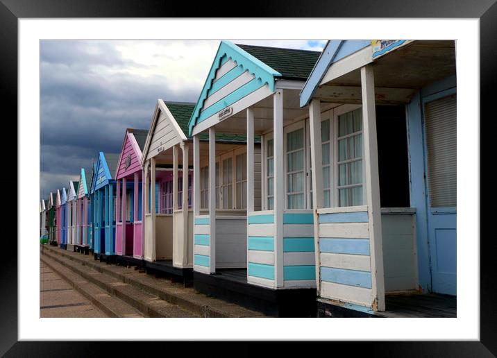 Charming Beach Huts with a View Framed Mounted Print by Andy Evans Photos