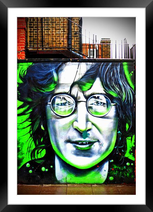 John Lennon Mural Street Art in Camden Town London Framed Mounted Print by Andy Evans Photos