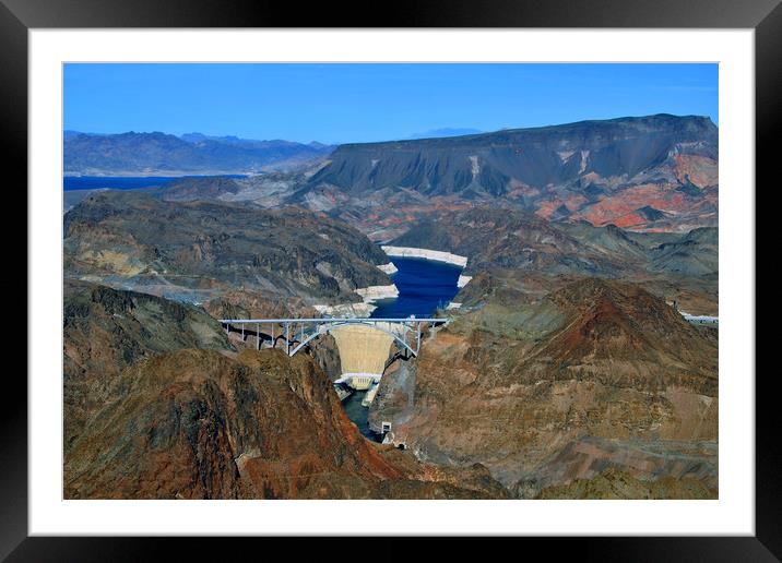 Hoover Dam Pat Tillman Bridge Arizona Nevada Ameri Framed Mounted Print by Andy Evans Photos