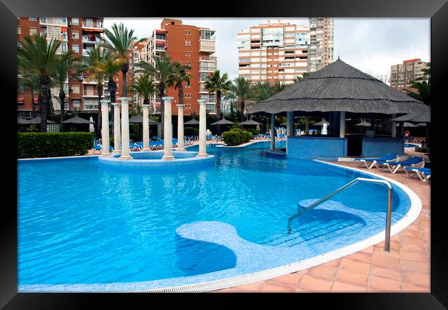 Solana Hotel Swimming Pool Benidorm Costa Blanca S Framed Print by Andy Evans Photos