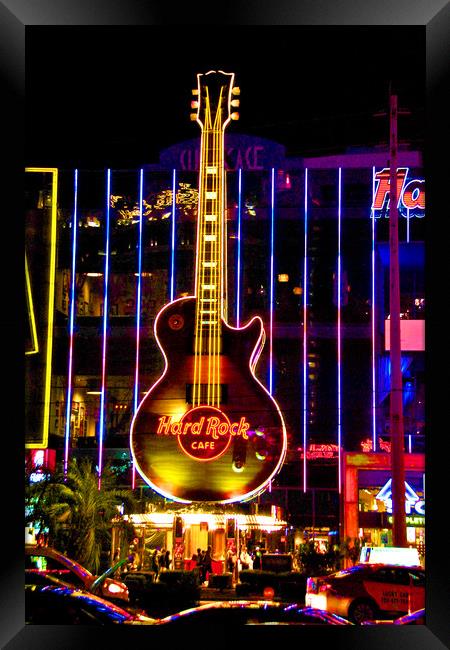 Hard Rock Cafe Guitar Las Vegas America Framed Print by Andy Evans Photos