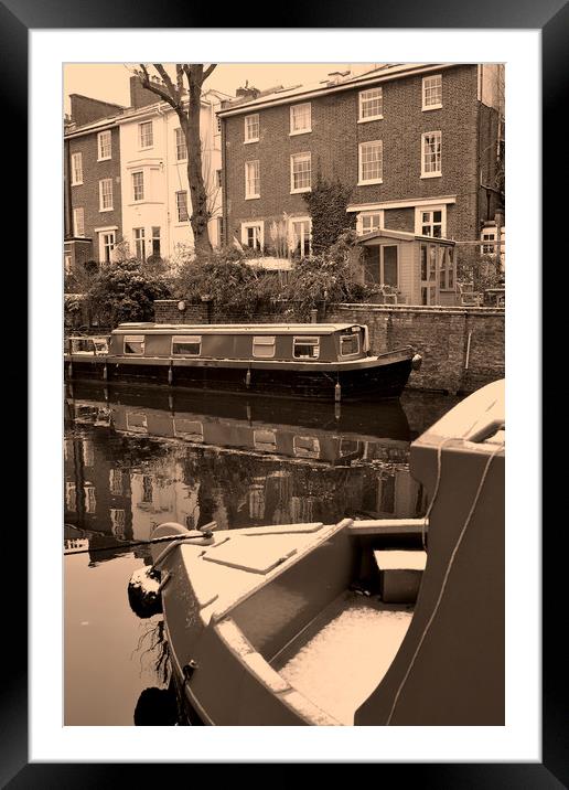 Narrow Boats Regent's Canal Camden London Framed Mounted Print by Andy Evans Photos