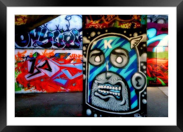 Southbank Skate Park Graffiti Street Art London Framed Mounted Print by Andy Evans Photos