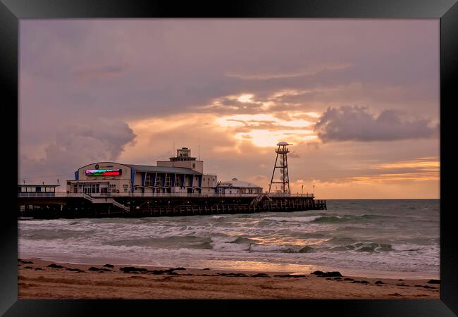 Bournemouth Pier And Beach Dorset England Framed Print by Andy Evans Photos
