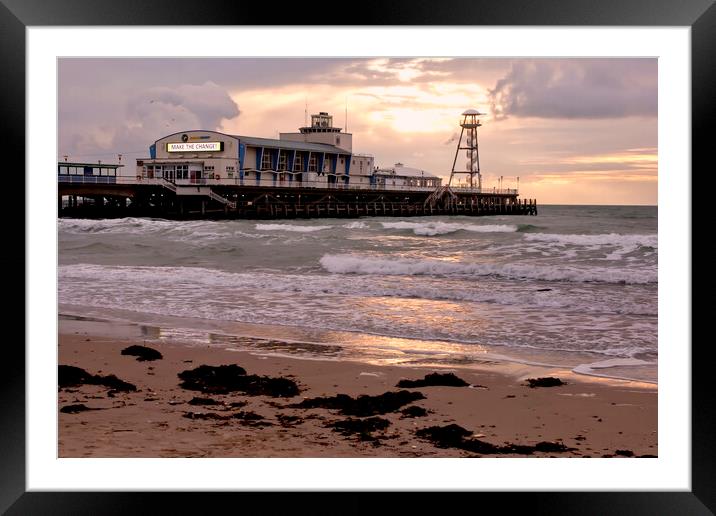 Bournemouth Pier And Beach Dorset England Framed Mounted Print by Andy Evans Photos