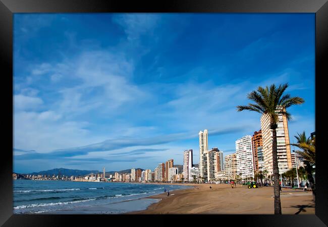 Majestic Benidorm Skyline Overlooking the Turquois Framed Print by Andy Evans Photos