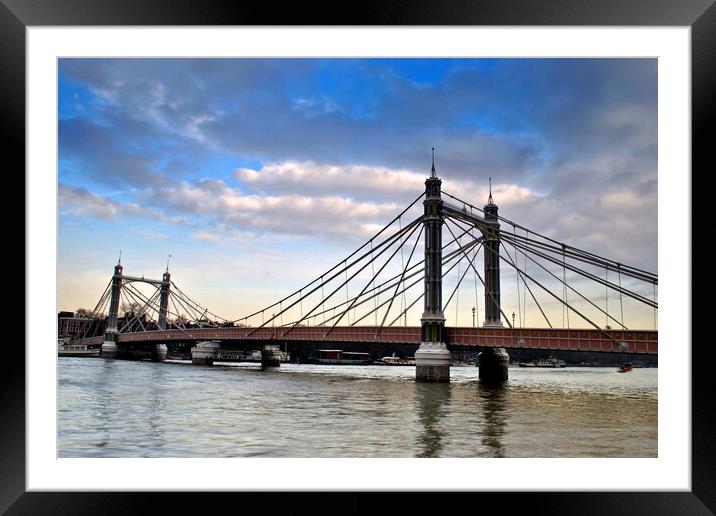 Albert Bridge River Thames London Framed Mounted Print by Andy Evans Photos