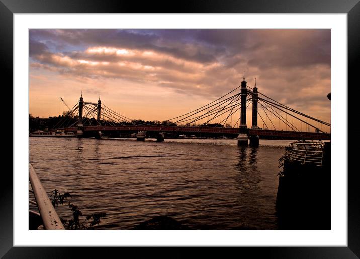 Albert Bridge River Thames London Framed Mounted Print by Andy Evans Photos