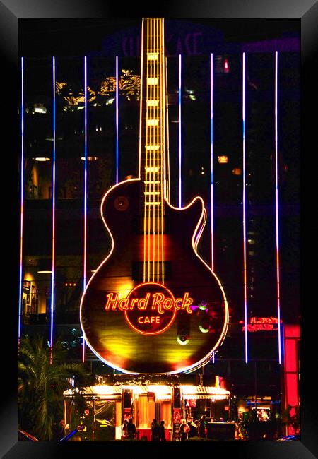 Hard Rock Cafe Guitar Las Vegas America Framed Print by Andy Evans Photos