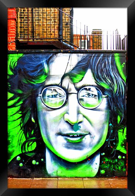John Lennon Street Art Mural Camden Framed Print by Andy Evans Photos
