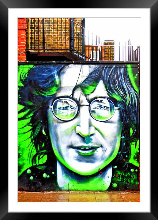 John Lennon Street Art Mural Camden Framed Mounted Print by Andy Evans Photos