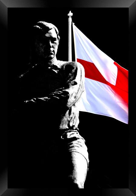 Bobby Moore Statue England Flag Wembley Stadium Framed Print by Andy Evans Photos