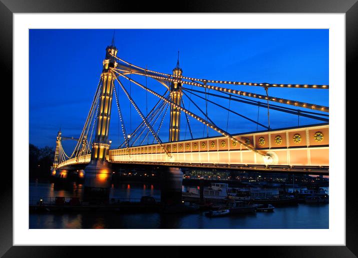 Albert Bridge River Thames London Framed Mounted Print by Andy Evans Photos
