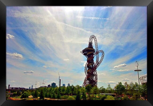 Twisted Olympic Tower Framed Print by Andy Evans Photos