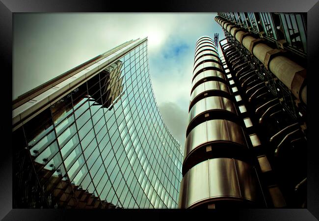 Lloyds And Willis Building London England Framed Print by Andy Evans Photos