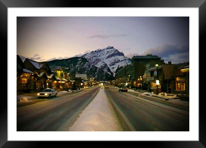Banff Avenue Alberta Canadian Rockies Canada Framed Mounted Print by Andy Evans Photos