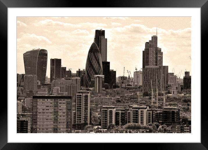 London Skyscrapers Rise Above Urban Landscape Framed Mounted Print by Andy Evans Photos