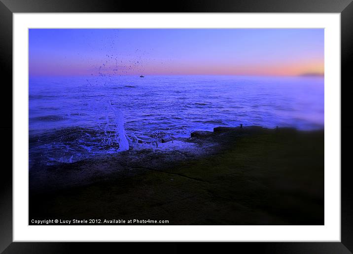 Splash Point Sunset Framed Mounted Print by Lucy Steele