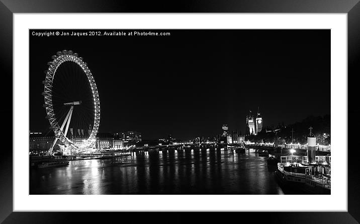 London Town B/W Framed Mounted Print by Jon Jaques