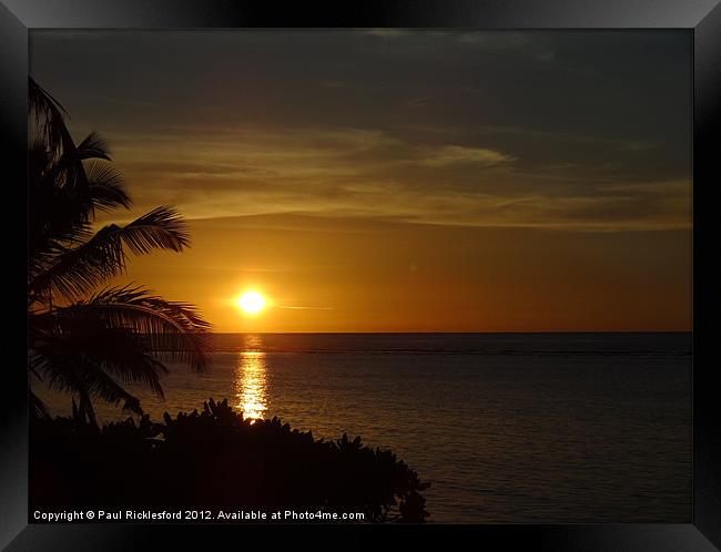 Tropical sunset Framed Print by Paul Rickford