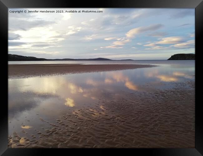 Gruinard beach cloud reflections Framed Print by Jennifer Henderson