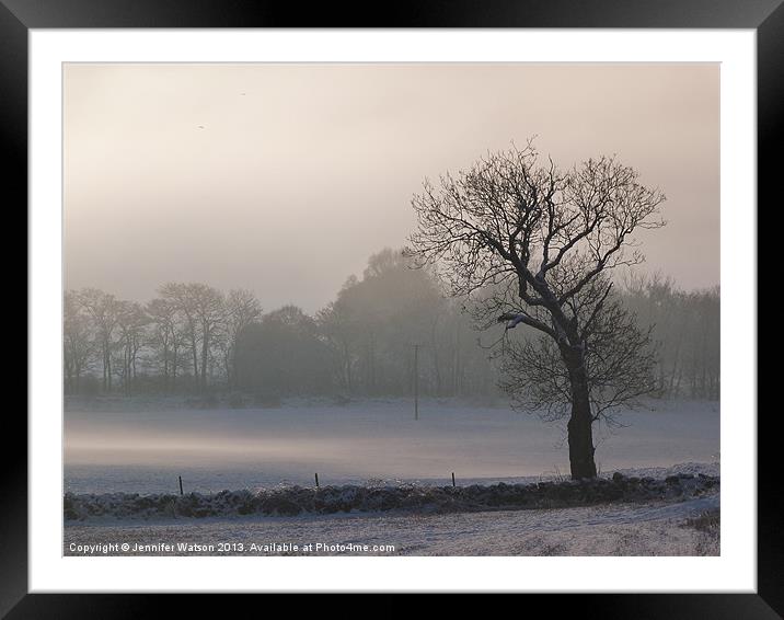 Misty Tree Framed Mounted Print by Jennifer Henderson