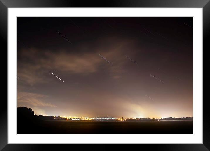 The stars over Runcorn Bridge Framed Mounted Print by Steven Murphy