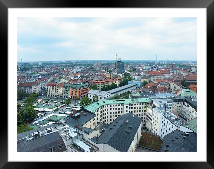 Munich City Skyline Framed Mounted Print by Ian McNicholls