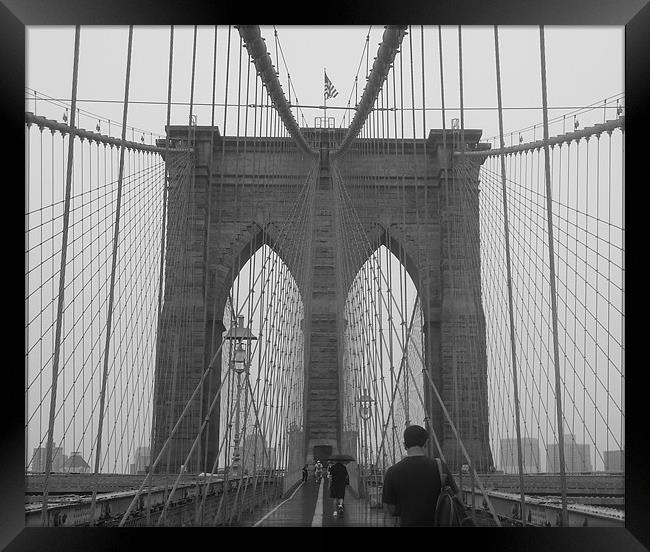 Brooklyn Bridge Framed Print by Holly Stanley