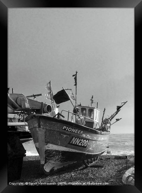 Fishing Boat at St Leonards on Sea Framed Print by Sarah Hawksworth