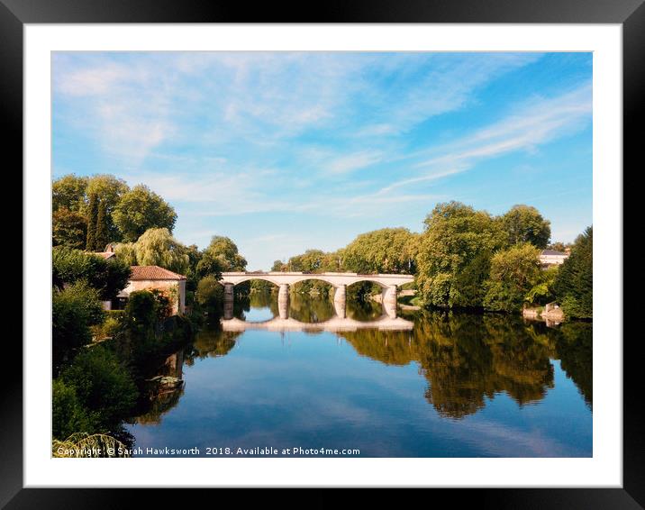 Confolens Bridge over La Vienne Framed Mounted Print by Sarah Hawksworth