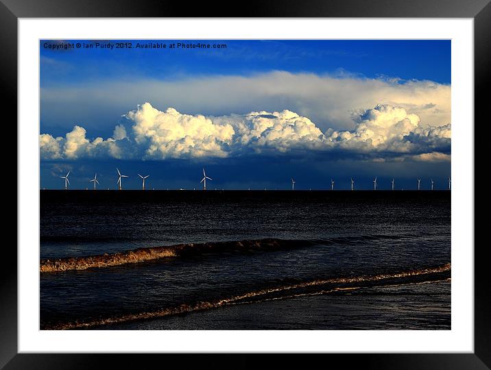 Wind turbines at sea Framed Mounted Print by Ian Purdy