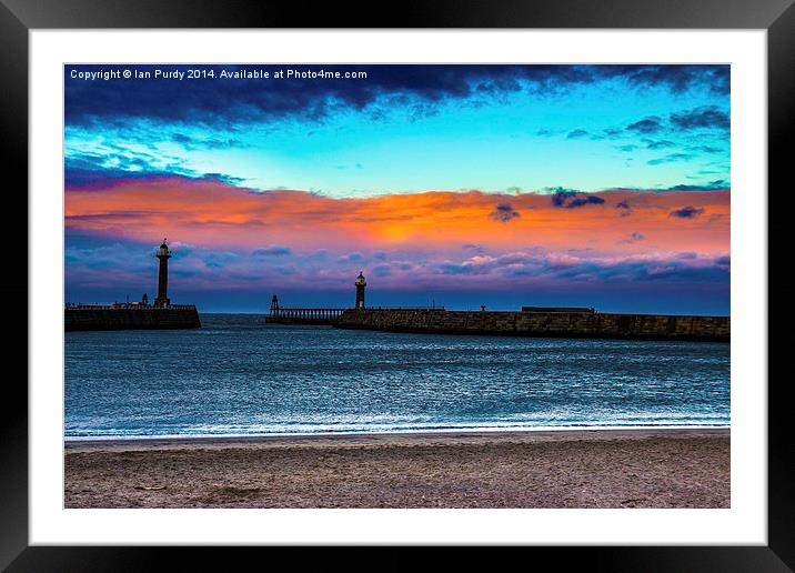 Whitby Lighthouse Framed Mounted Print by Ian Purdy