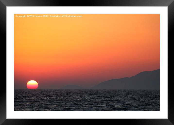  Sunset from Kos Framed Mounted Print by Will Holme