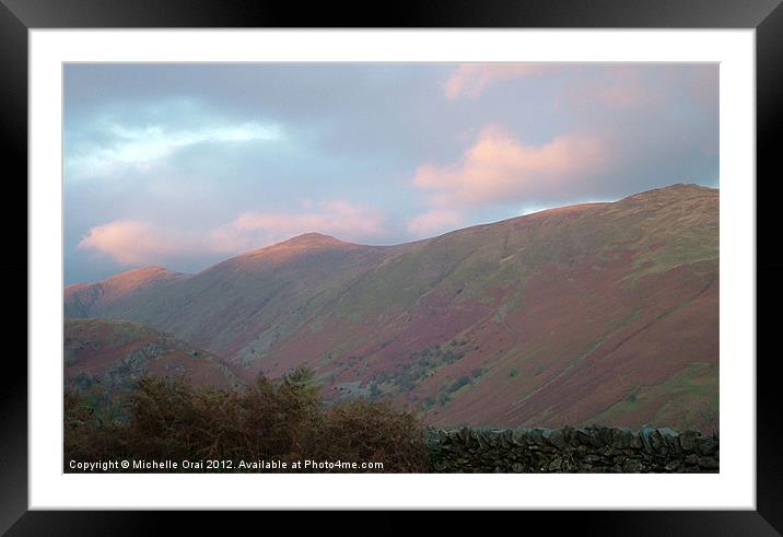 Pink Mountain Framed Mounted Print by Michelle Orai