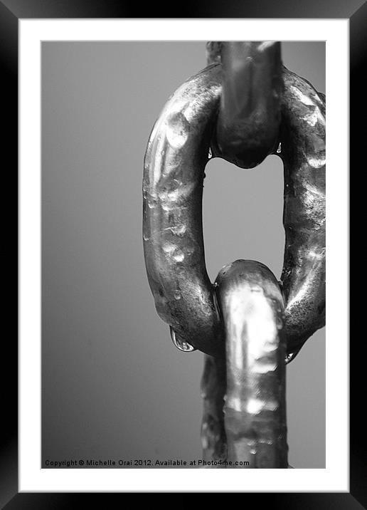 Chain in Rain Framed Mounted Print by Michelle Orai