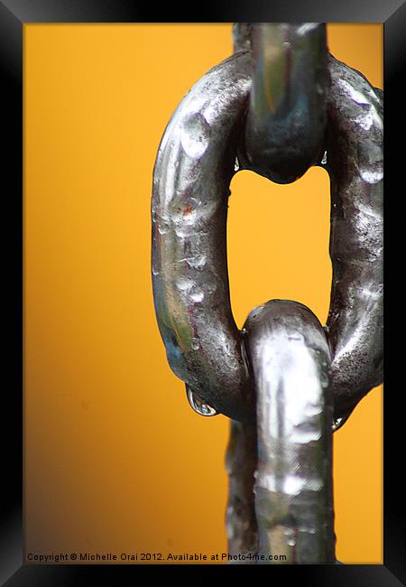 Chain link on Yellow Background Framed Print by Michelle Orai