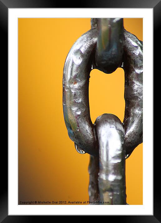 Chain link on Yellow Background Framed Mounted Print by Michelle Orai