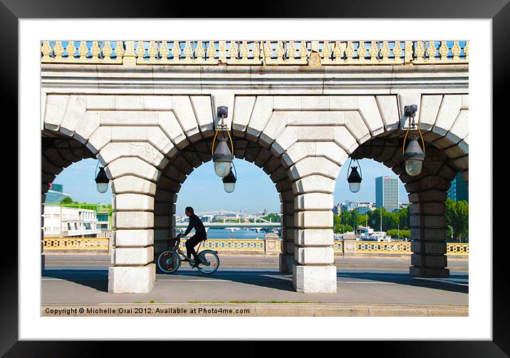Parisian Cyclist Framed Mounted Print by Michelle Orai