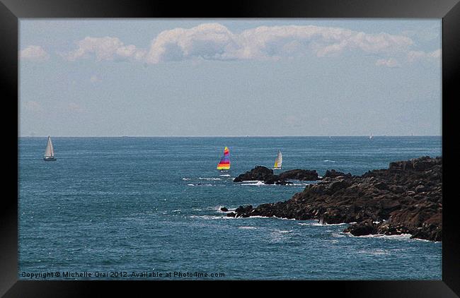 Multicoloured Sailing Framed Print by Michelle Orai