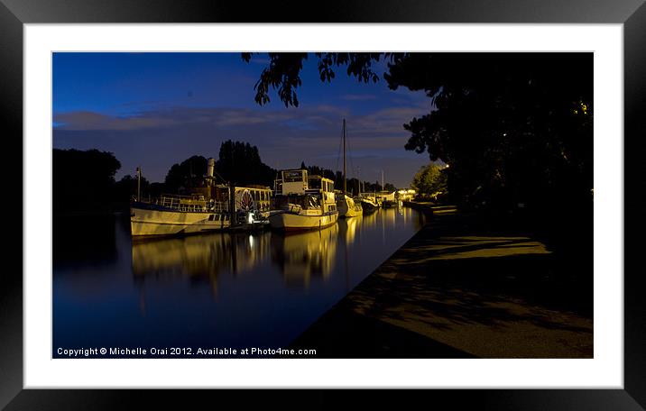 Boats at night Framed Mounted Print by Michelle Orai