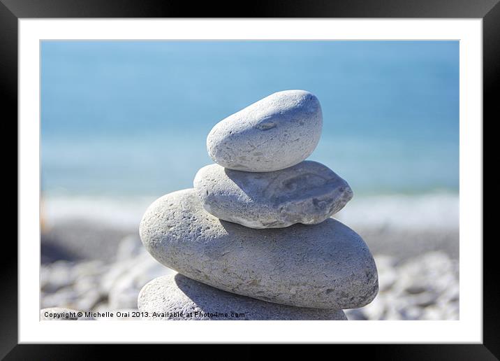 Pebble Tower Framed Mounted Print by Michelle Orai