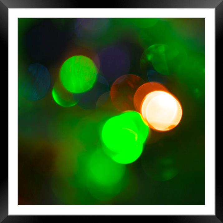 Christmas Bokeh Greens Framed Mounted Print by Michelle Orai