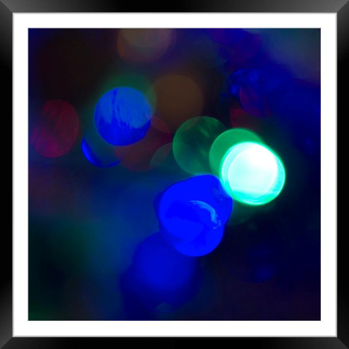 Christmas Bokeh Blues Framed Mounted Print by Michelle Orai