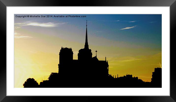 Notre Dame Silhouette Framed Mounted Print by Michelle Orai