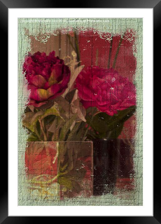  Peonies on Wood Framed Mounted Print by Michelle Orai